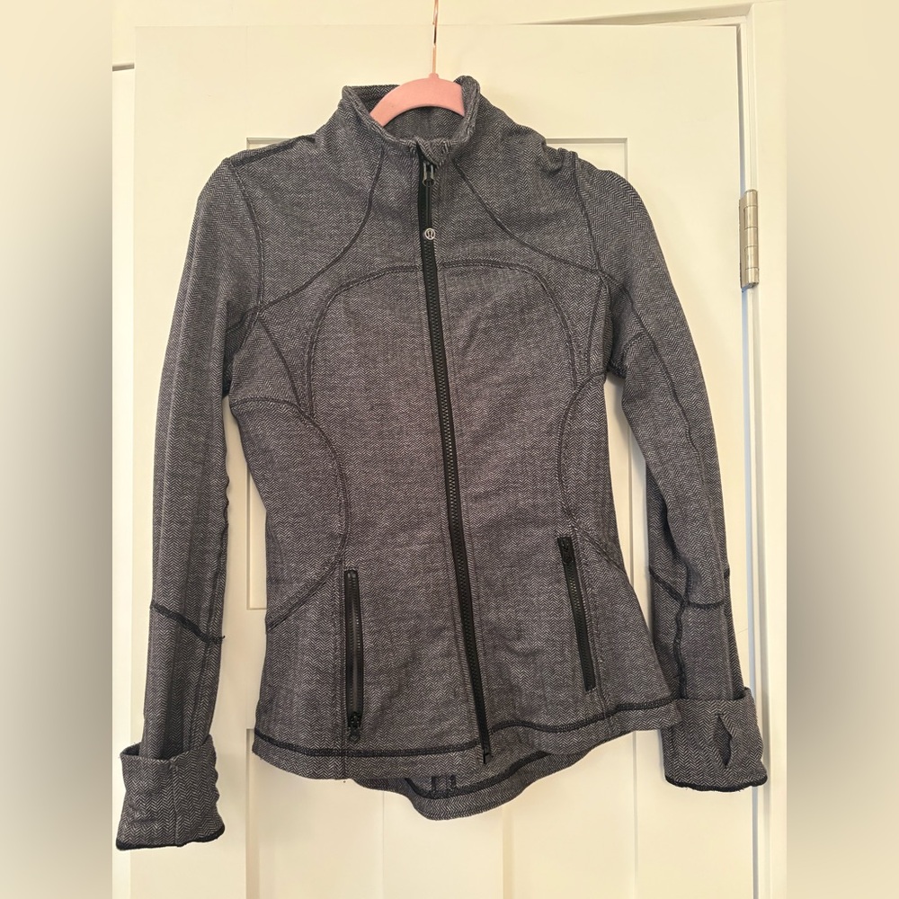 lululemon athletica black and gray heathered herringbone Define Jacket
